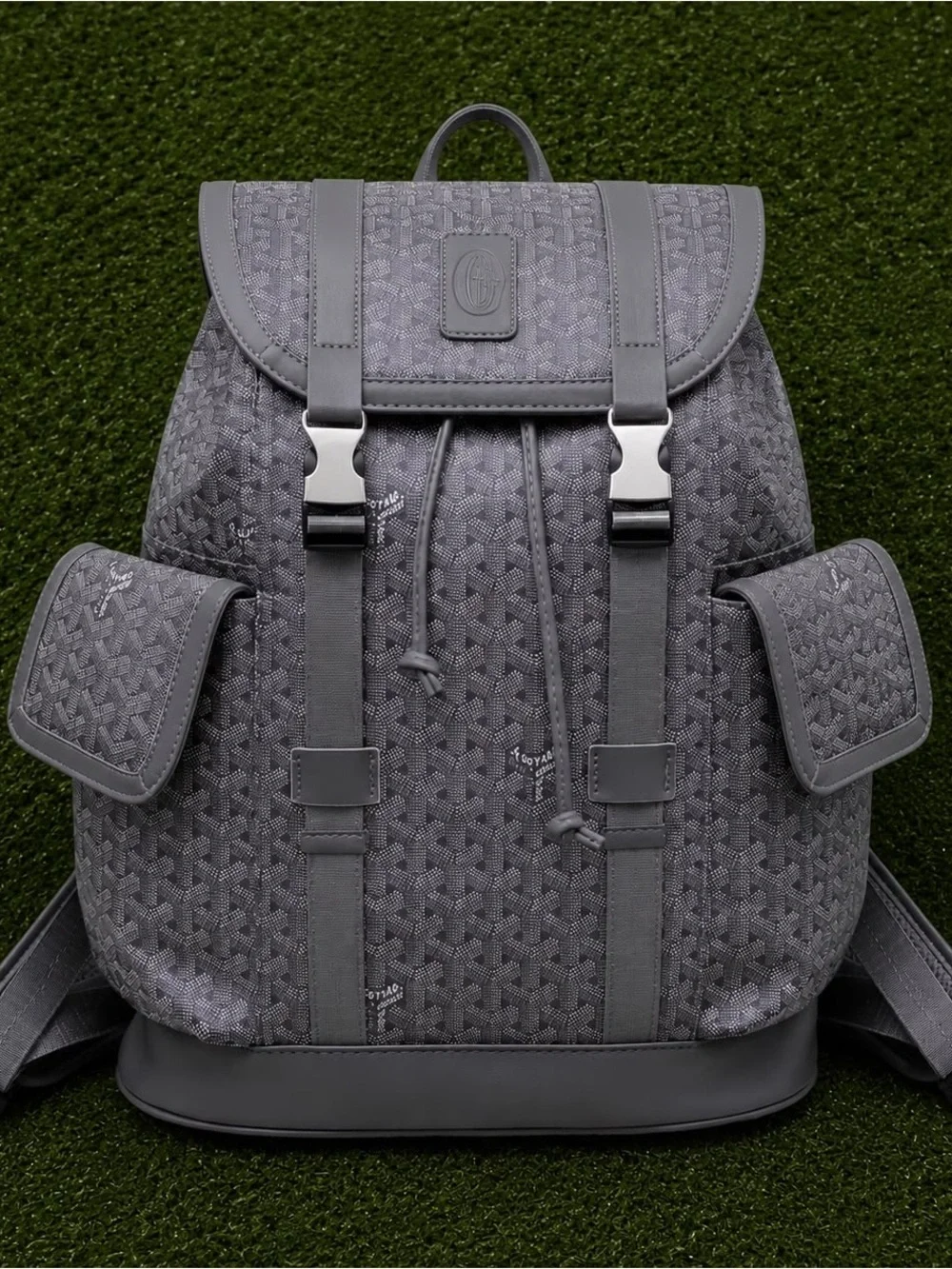 Gray Men's Backpack with Metal Buckles - Unbranded